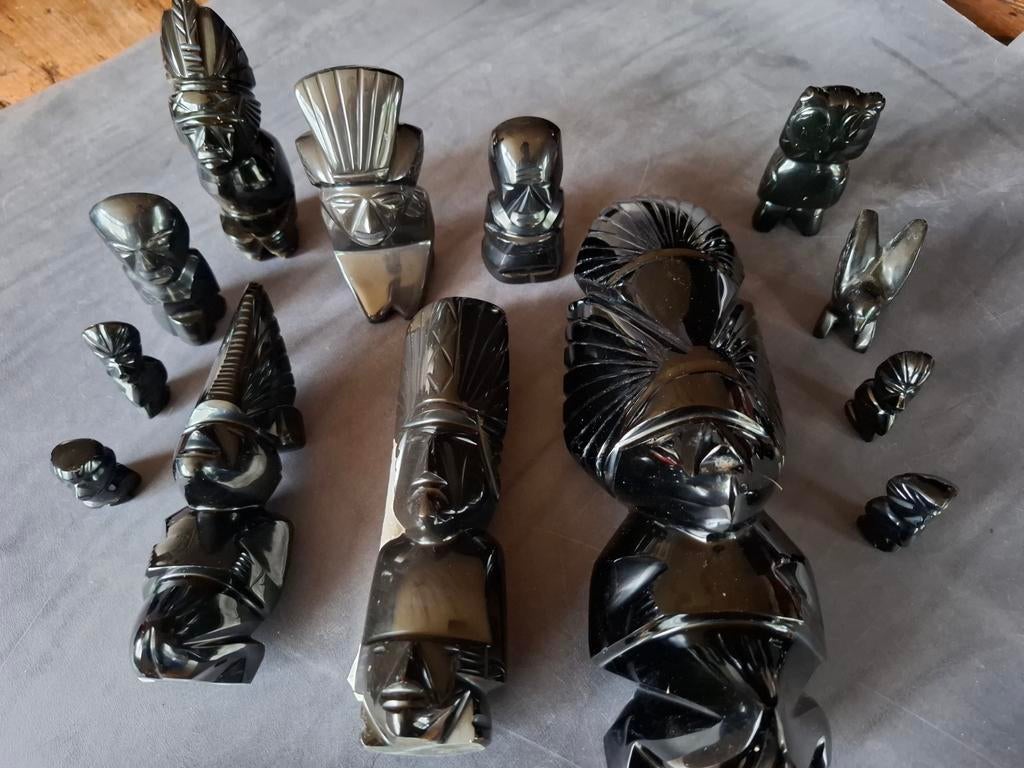 Diverse Zwarte Onyx Beelden uit Mexico en Amerika, Verzamelen, Beelden en Beeldjes, Ophalen