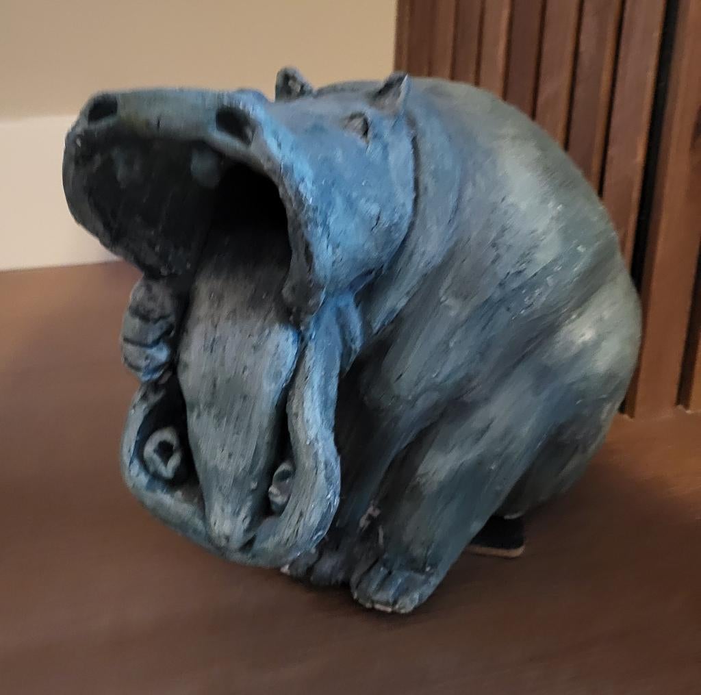 Gipsen beeld nijlpaard, Ophalen, Blauw, Zoogdier, Steen of Keramiek