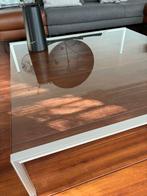 Glazen salontafel 120x120 met metalen frame, Huis en Inrichting, Tafels | Salontafels, Ophalen, Vierkant, Minder dan 50 cm, 100 tot 150 cm