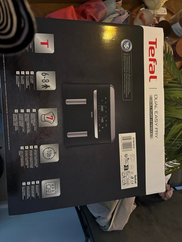Nieuwe Tefal Dual Easy Fry dubbele airfryer - 8.3L, Ophalen, Nieuw, Airfryer XXL, 1500 gram of meer