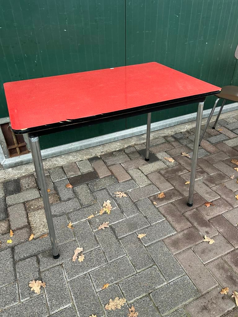 Vintage jaren 70 rode formica tafel, camping tafel, Ophalen, Huis en Inrichting