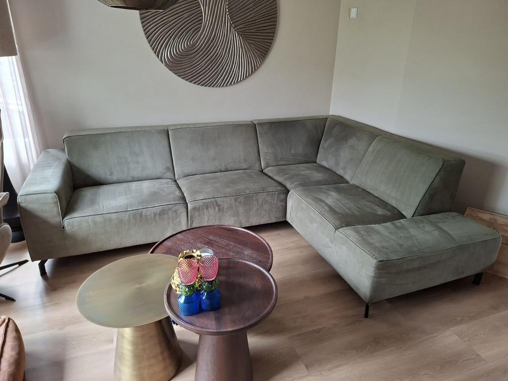 Loods 5 Groene Hoekbank - Comfortabel en Stijlvol, Ophalen, 250 tot 300 cm, Gebruikt, 125 tot 150 cm