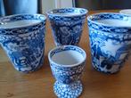 Antieke Delfts Blauw Bekers en Eierdopje, Ophalen