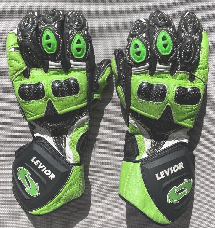 Lederen motorhandschoen XS Levior groen/zwart/wit zgan, Motoren, Kleding | Motorkleding, Handschoenen, Dames, Kinderen, Tweedehands
