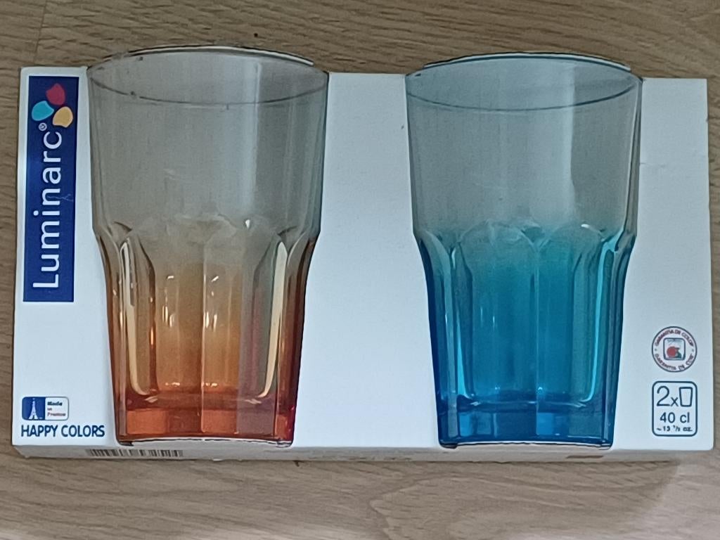 2 gekleurde glazen, Antiek en Kunst, Ophalen