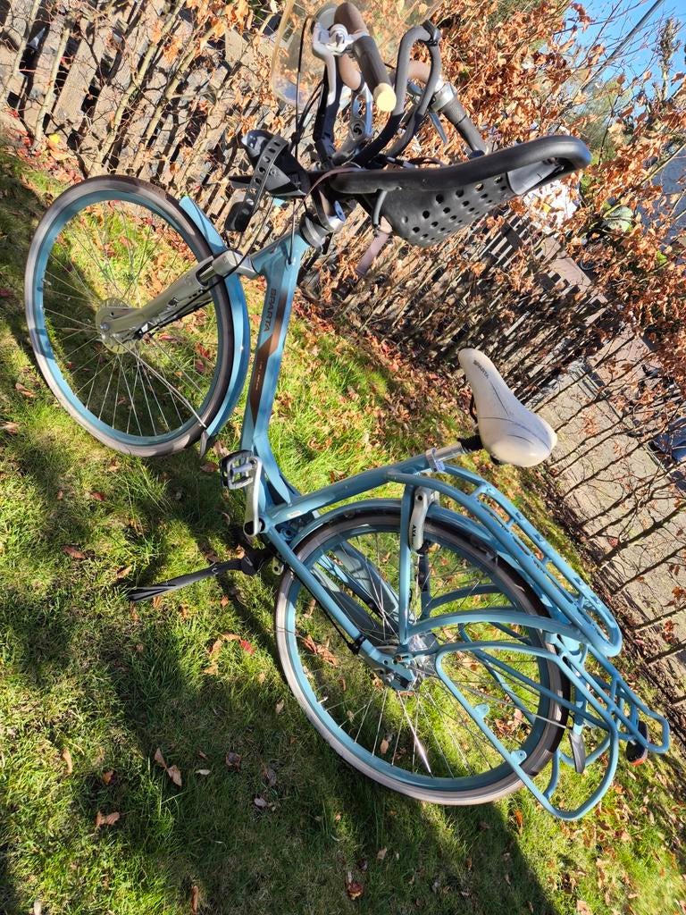 Sparta mamafiets met Yepp fietsstoeltje en windscherm, Fietsen en Brommers, Fietsen | Dames | Moederfietsen, Gebruikt, Sparta