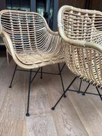 3 stoelen van rotan/metaal, Huis en Inrichting, Stoelen, Ophalen, Zo goed als nieuw, Riet of Rotan, Drie