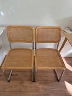 Rotan eettafel stoelen naturel hout retro model, 2 stuks, Huis en Inrichting, Stoelen, Ophalen of Verzenden, Zo goed als nieuw