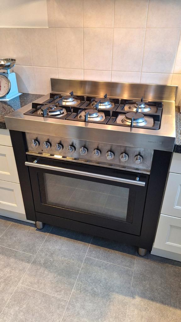 Solitaire SOH966E/02 Gasfornuis met Oven - Goede Staat, Witgoed en Apparatuur, Fornuizen, Vrijstaand, Gas, 5 kookzones of meer