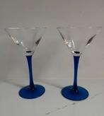 Set van4 Vintage Martiniglazen blauwe steel, luminarc France, Ophalen of Verzenden