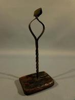 Antieke kienspaanhouder kandelaar 18e 19e eeuw, Verzenden, Koper of Brons