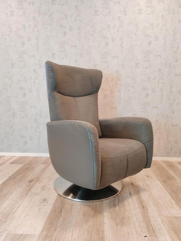 Prominent Sorisso relax fauteuil handmatig, Huis en Inrichting, Fauteuils, Gebruikt, Leer, Stof, 50 tot 75 cm, Minder dan 75 cm
