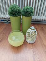 Set groene vazen., Overige materialen, Rond, Zo goed als nieuw, Minder dan 25 cm