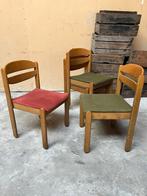 Nette partij retro vintage stapelstoelen unieke style, Ophalen, Zo goed als nieuw, Bruin, Vijf, Zes of meer stoelen