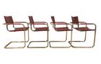 Set(4) Mart Stam Bauhaus MG5 sledestoelen, goudglans messing, Ophalen, Gebruikt, Bauhaus, Overige kleuren