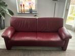 Rode leren 3-zitsbank, Huis en Inrichting, Banken | Bankstellen, Ophalen, Gebruikt, Driepersoons, Rechte bank