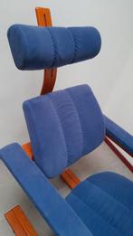 Stokke ergonomische bureaustoel, blauwe stof, houten frame, Ophalen, Blauw, Zo goed als nieuw, Bureaustoel