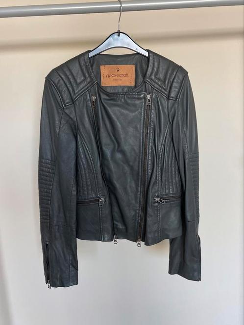 Goosecraft bikerjasje grijs/antraciet leer maat S, Kleding | Dames, Jassen | Zomer, Nieuw, Maat 36 (S), Grijs, Ophalen of Verzenden