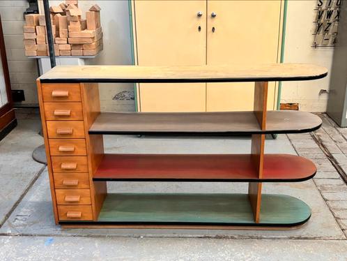 Vintage schoolkast, Huis en Inrichting, Kasten | Ladekasten, Gebruikt, Minder dan 100 cm, 100 tot 150 cm, 25 tot 50 cm, Overige houtsoorten