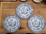 Oude Davenport bordjes 3 stuks blauw, Ophalen