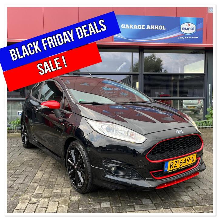 Ford Fiësta 1.0 103KW/140PK 3D 2015 Zwart/ST-line/17INCH, Auto's, Ford, Bedrijf, Fiësta, ABS, Airbags, Boordcomputer, Centrale vergrendeling