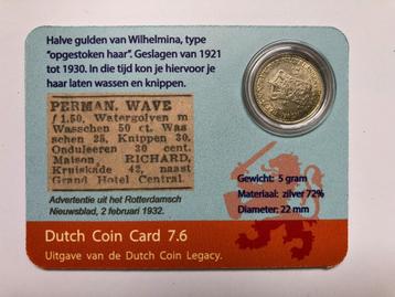 Dutch Coin Card 7.6. halve gulden Wilhelmina. beschikbaar voor biedingen