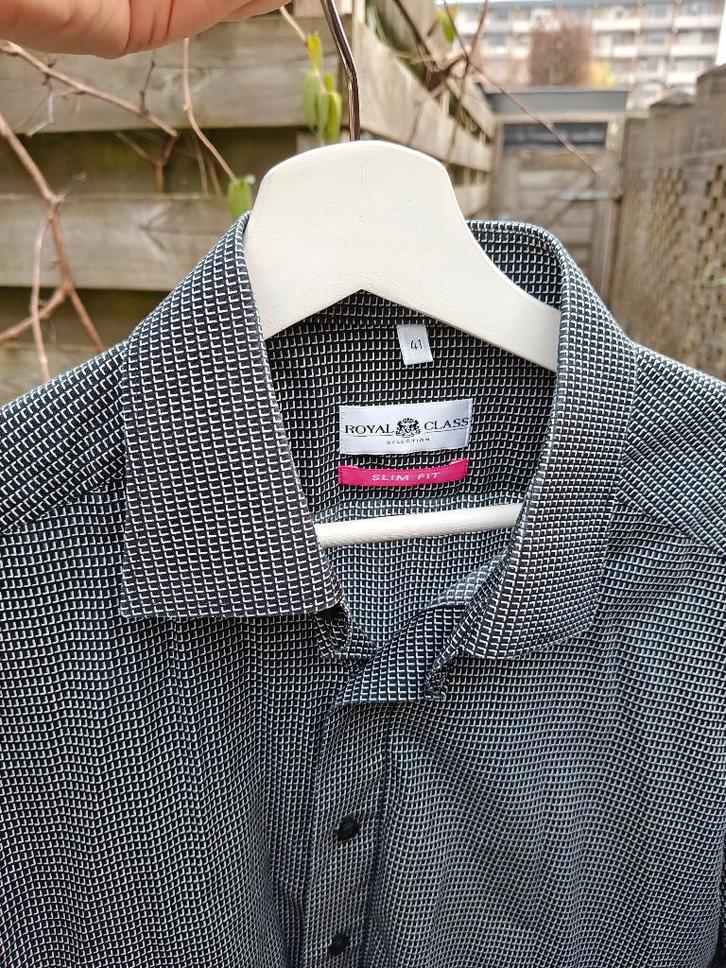 Overhemd Royal Class slimfit 41, Kleding | Heren, Overhemden, Zo goed als nieuw, Halswijdte 41/42 (L), Zwart, Ophalen of Verzenden