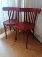 Twee rode vintage brocante bistro stoeltjes, Huis en Inrichting, Stoelen, Twee, Gebruikt, Frans, bistro, Hout