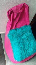 Roze zitzak met aqua pluche kussen, Ophalen, Zo goed als nieuw, Roze