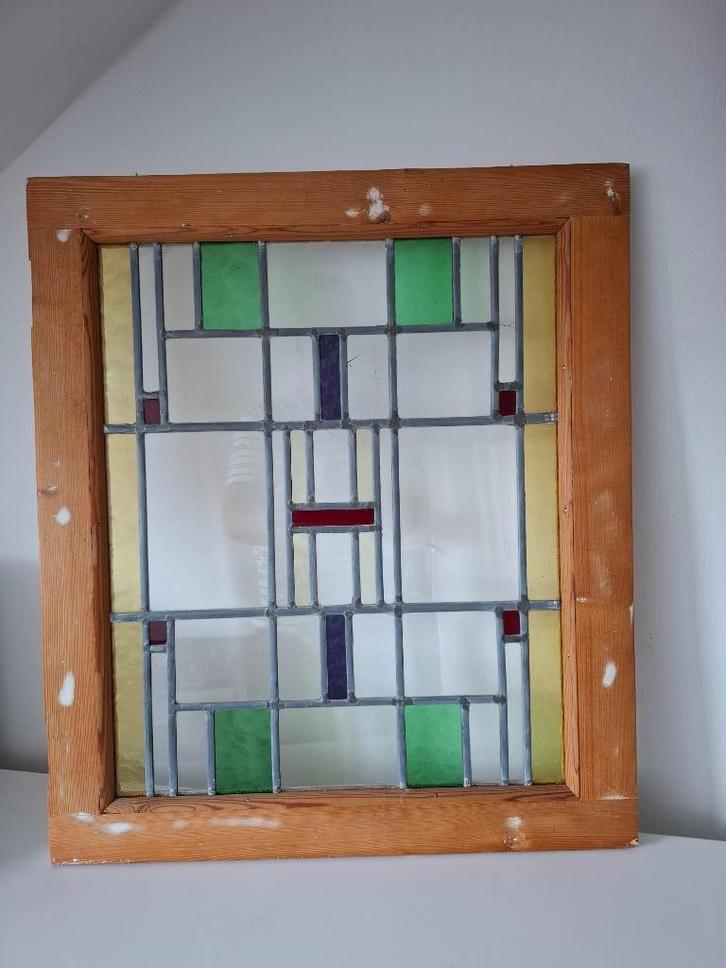 Art Deco Glas in Lood Raampje, Antiek en Kunst, Antiek | Glas en Kristal, Ophalen