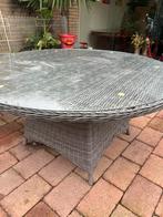 Mooie tuintafel met glasplaat, Ophalen, Zo goed als nieuw, Rond, Aluminium