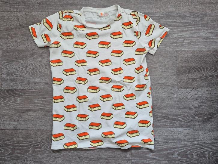 Wit T Shirt met Oranje Tompouchen ( Leuk voor Koningsdag!), Kinderen en Baby's, Kinderkleding | Maat 158, Zo goed als nieuw, Jongen of Meisje