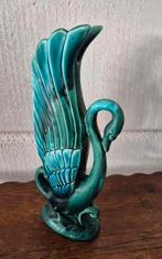 Vintage turquoise beeld van zwaan keramiek, Ophalen of Verzenden