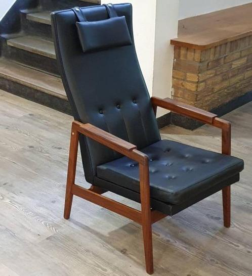 Vintage fauteuil zwart skaileer Muntendam.  NU €300,-, Huis en Inrichting, Fauteuils, Gebruikt, Ophalen