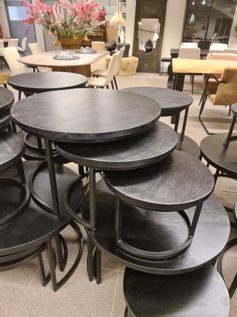 ACTIE SALONTAFEL SET VAN 3 JELLE XL €55 PER SET VAN 3 STUKS, Huis en Inrichting, Tafels | Bijzettafels, Minder dan 55 cm, Industrieel landelijk barok brocante koloniaal boheems vintage