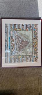 Oude plattegrond van Rotterdam in lijst, Antiek en Kunst, Kunst | Litho's en Zeefdrukken, Ophalen