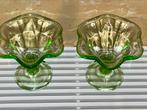 Groene Vintage Dessertcoupes (2 stuks), Ophalen of Verzenden