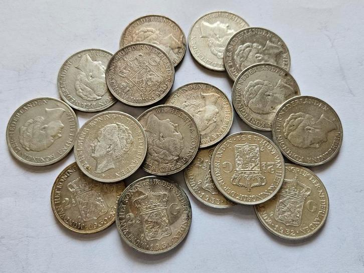 16 Zilveren Wilhelmina rijksdaalders., Postzegels en Munten, Munten | Nederland, 2½ gulden, Koningin Wilhelmina, Zilver, Ophalen of Verzenden