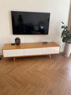 TV meubel, hout en wit, zgan, 180cm, Ophalen, 150 tot 200 cm, Zo goed als nieuw, Minder dan 100 cm