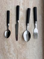 16-delig bestek set kunststof zwart zilver stainless steel, Ophalen of Verzenden, Nieuw, Rvs of Chroom, Bestekset