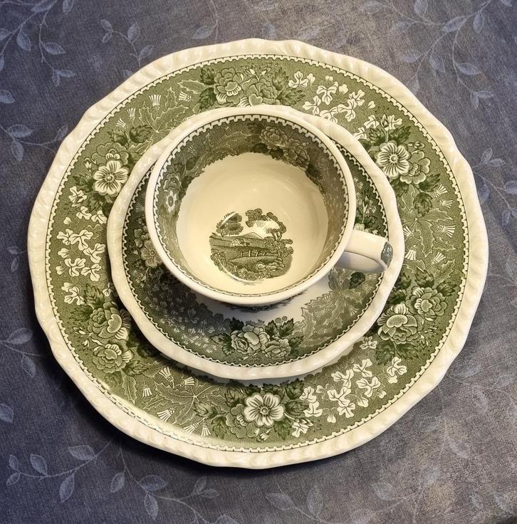 Adams English Ironstone Scenic bord met kop en schotel, Antiek en Kunst, Antiek | Servies los, Ophalen of Verzenden