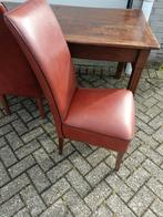 6 Lederen Eetkamerstoelen, Ophalen, Bruin, Vier
