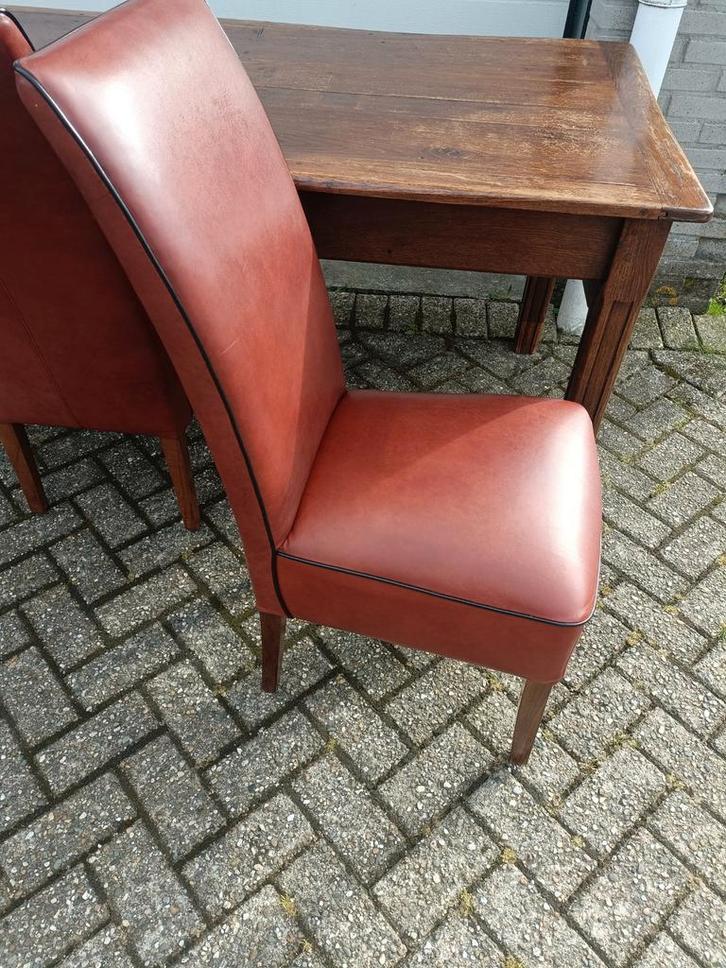 6 Lederen Eetkamerstoelen, Huis en Inrichting, Stoelen, Vier, Bruin, Ophalen