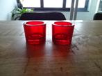 2 waxinelichthouder rood glas, Huis en Inrichting, Woonaccessoires | Kandelaars en Kaarsen, Overige materialen, Nieuw, Ophalen of Verzenden