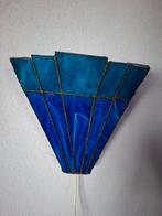 Vintage blauwe glas in lood Tiffany wandlamp, Ophalen of Verzenden, Zo goed als nieuw, Glas