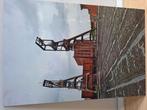 Echte foto van verlaten fabriek op aluminium frame., Antiek en Kunst, Ophalen of Verzenden