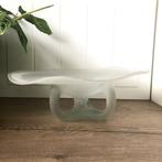 Prachtige vintage glazen schaal op voet frosted glas, Antiek en Kunst, Antiek | Glas en Kristal, Ophalen of Verzenden