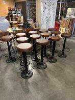 24 Industriele Necchi barkrukken metaal zitting Leer Cognac, Huis en Inrichting, Barkrukken, Ophalen, 5 krukken of meer, Met voetsteun