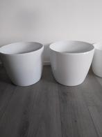 bloempot wit glazuur/steen, Tuin en Terras, Bloempotten, Ophalen, Steen, Rond, Zo goed als nieuw