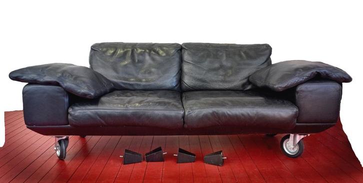 Molinari lederen design bank uit Italië, Huis en Inrichting, Banken | Bankstellen, Gebruikt, Rechte bank, Driepersoons, 200 tot 250 cm